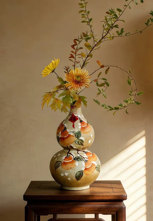 Persimmon Gourd Poetry Vase