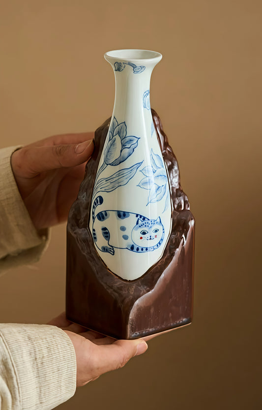 Butterfly Magnolia Porcelain Vase