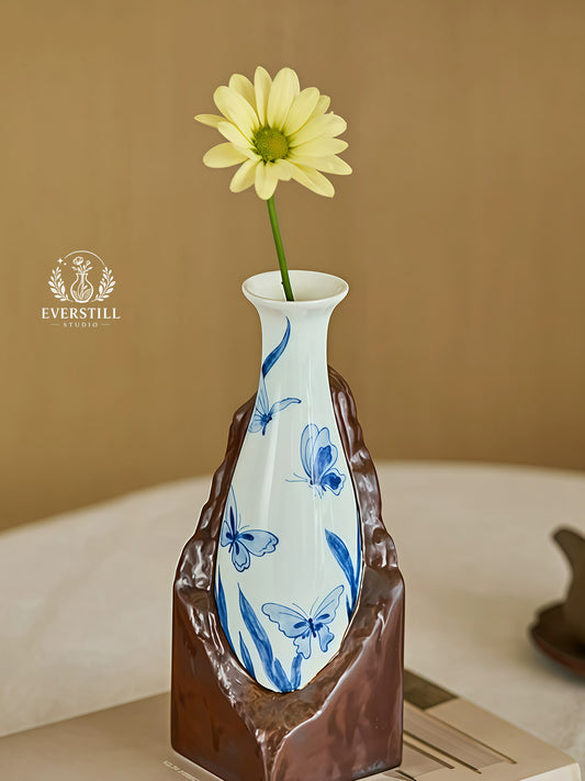 Butterfly Magnolia Porcelain Vase