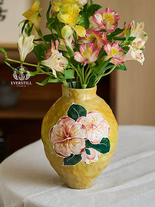 Peach Blossom Handpainted Vase